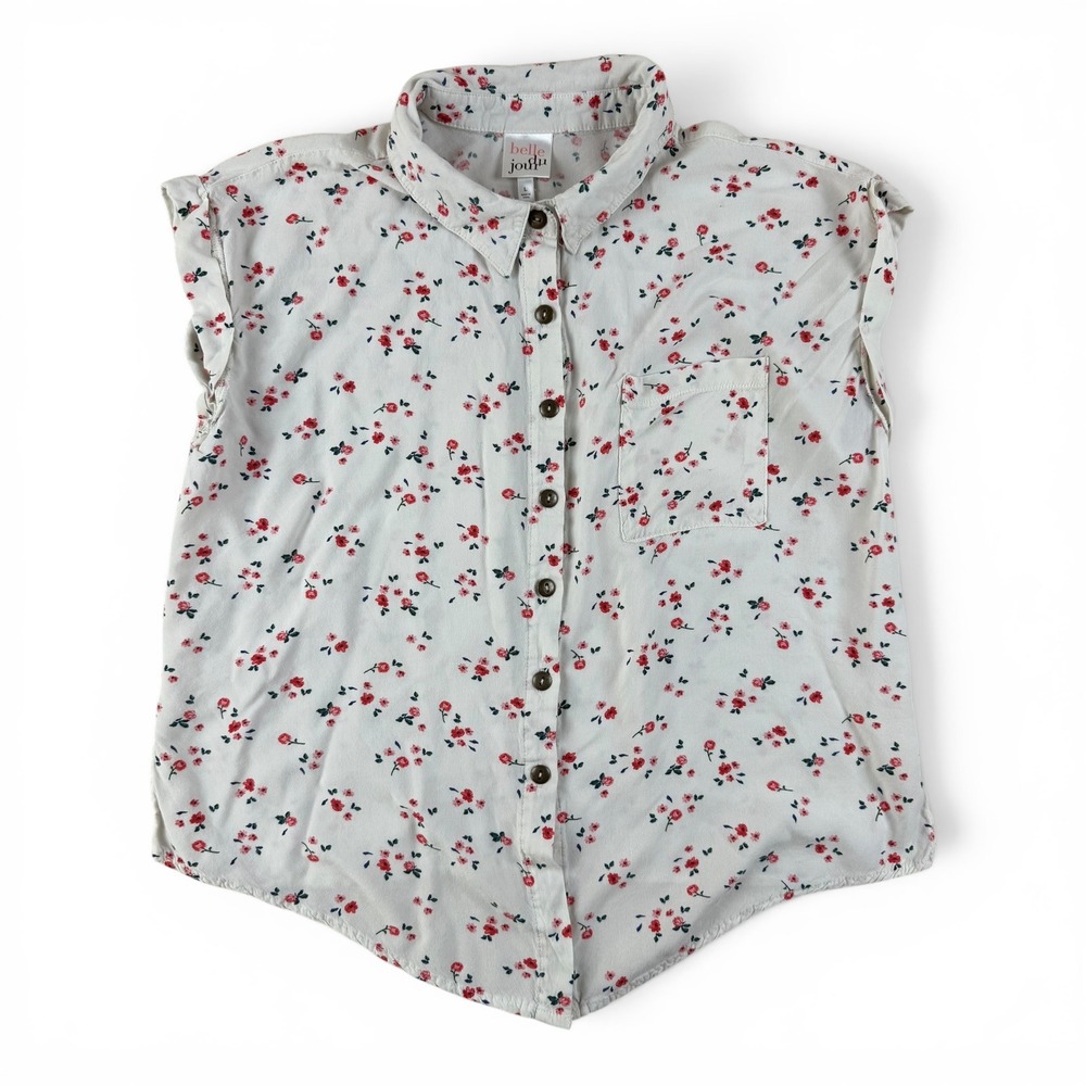 Cottagecore Floral Button Down Rayon Sleeveless Top L Belle Jour Du